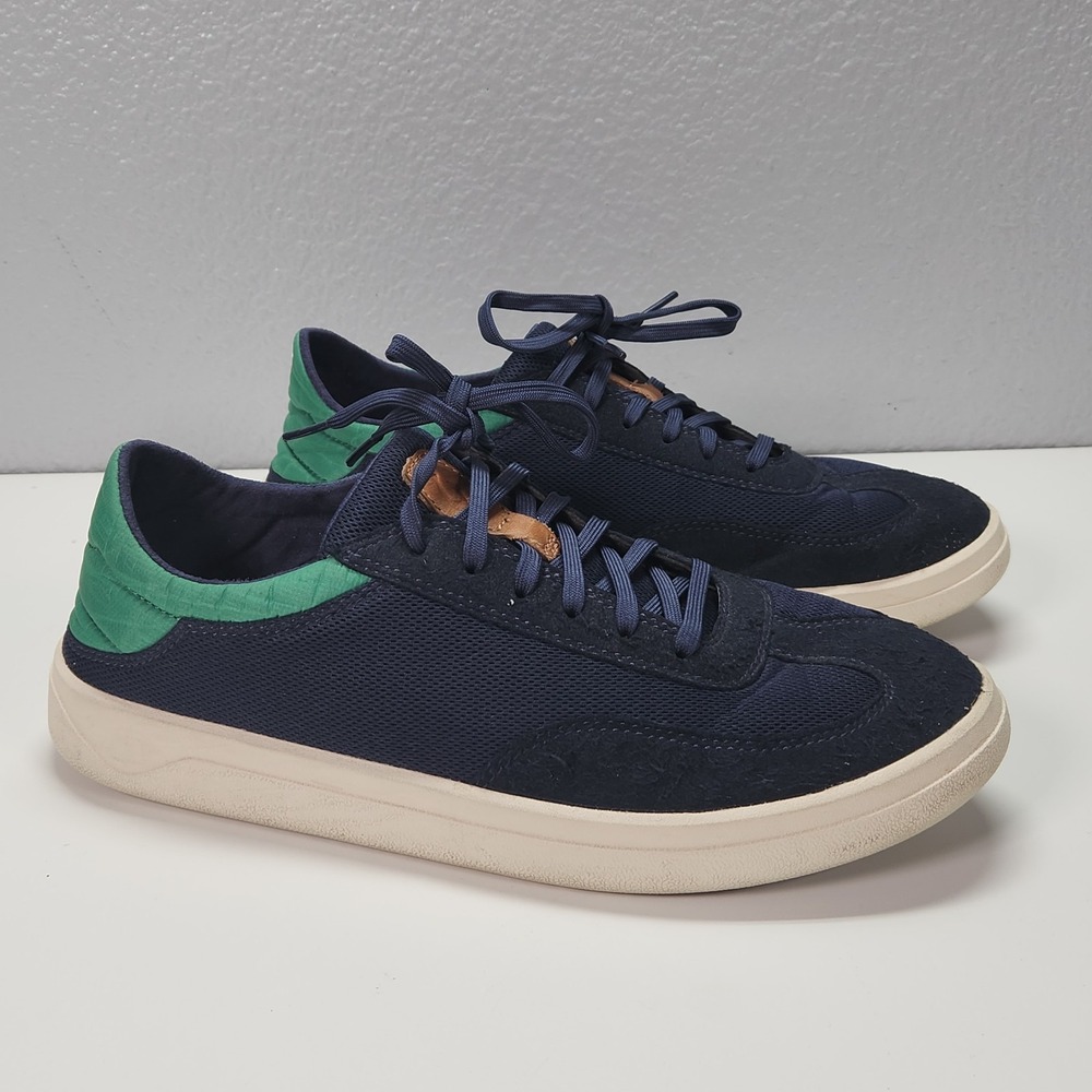OLUKAI Punini Lace Up Casual Mens Shoes Navy Blue Green 10514-548Z Size 9.5